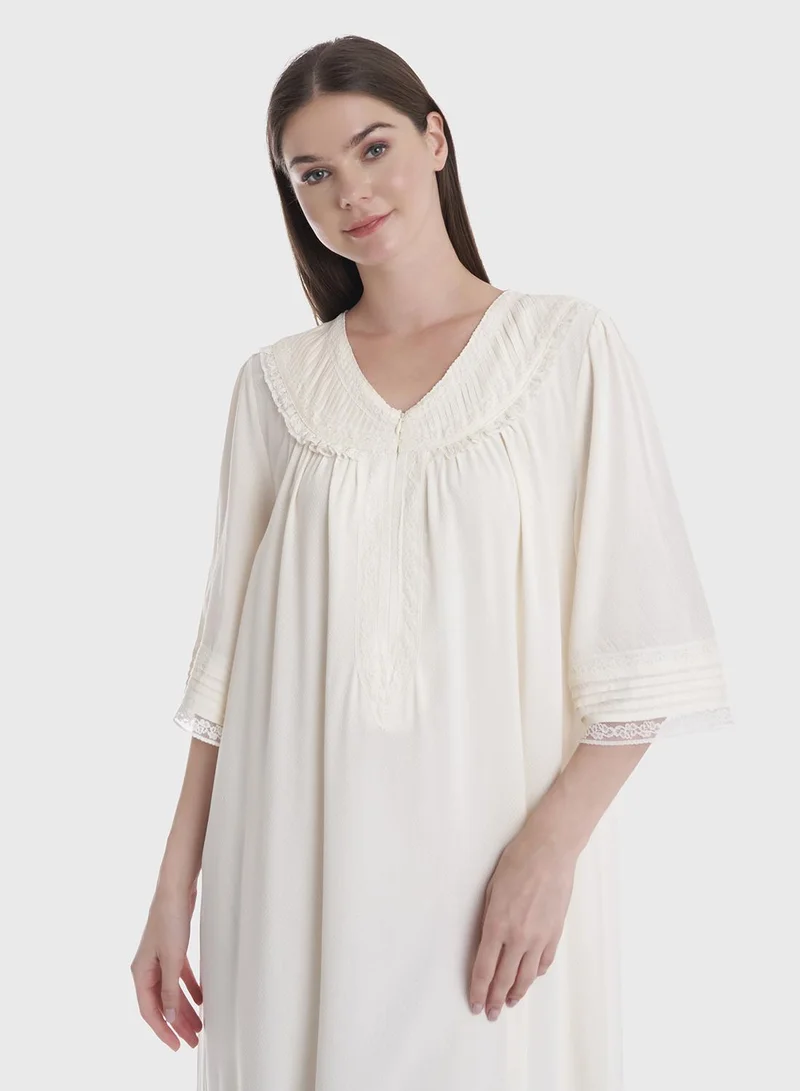 كشخة Full length Night Dress with Frills
