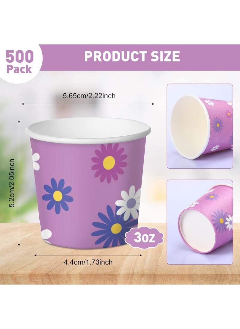 Nuenen Nuenen 500 Pack 3oz Paper Disposable Bathroom Small Mouthwash Cups Mini Espresso Hot or Cold Beverage Mini Drinking Cups for Home Bathroom Office Travel Party DecorFlower Style  - Image 2