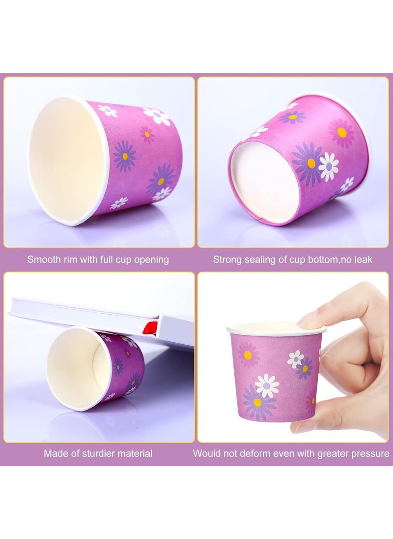 Nuenen Nuenen 500 Pack 3oz Paper Disposable Bathroom Small Mouthwash Cups Mini Espresso Hot or Cold Beverage Mini Drinking Cups for Home Bathroom Office Travel Party DecorFlower Style  - Image 3