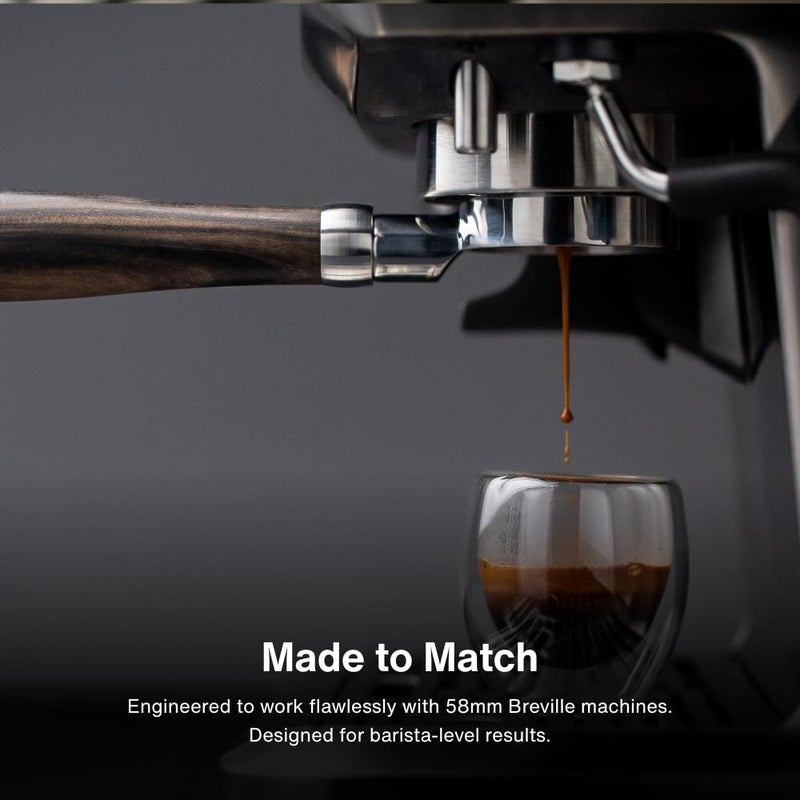 CREMA Coffee Products 54mm Bottomless Naked Portafilter | Compatible with 54mm Breville Machines | Includes Double Shot Filter Basket | Sandalwood - Image 2