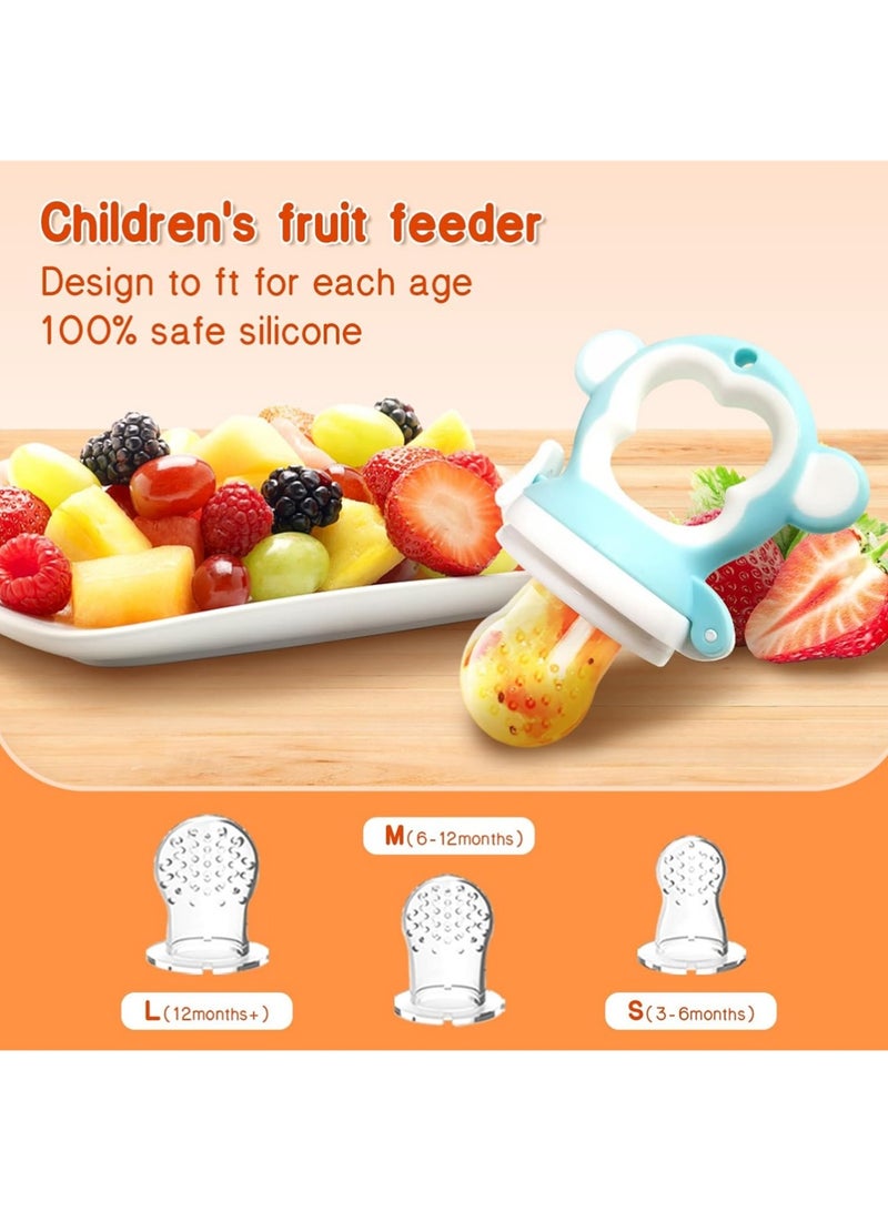 يوجي 9pcs الطفل الفاكهة الغذاء المغذية - السيليكون النبل علبة كومبو - حليب الأم Popsicle القالب للتبريد الإغاثة، BPA مجانا تغذية الشبكة للرضيع التغذية الذاتية (القرد الأزرق البرتقالي + الجزر) - Image 3