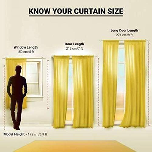 Parda Sansar Sheer Polyster Net Transparent Leaf Flower Light Brown Curtains Parda for Long Door 9 feet Pack of 2  - Image 3