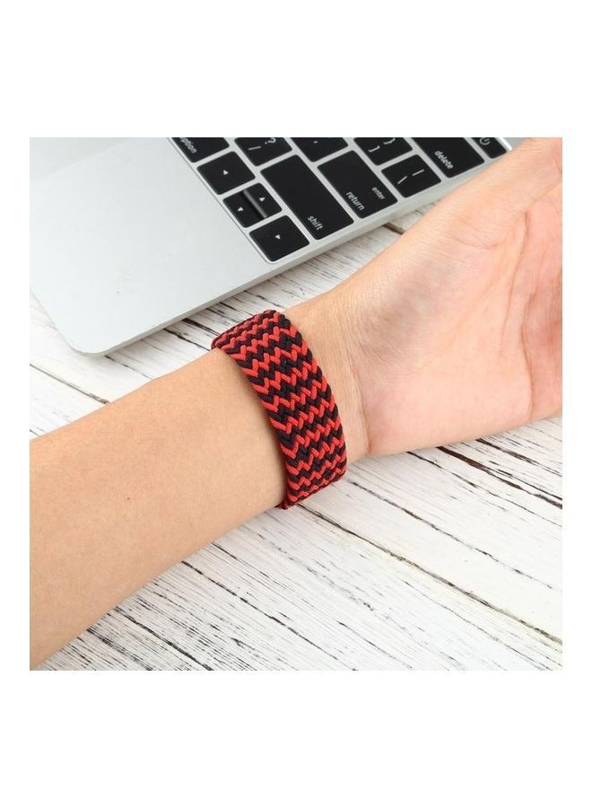 NIBEMINENT Mixed Colour Nylon Braided Single Loop Replacement Watchbands for Apple Watch Series 7/6/SE/5/4/3/2/1 42/44/45mm, Size:M Red/Black - Image 4