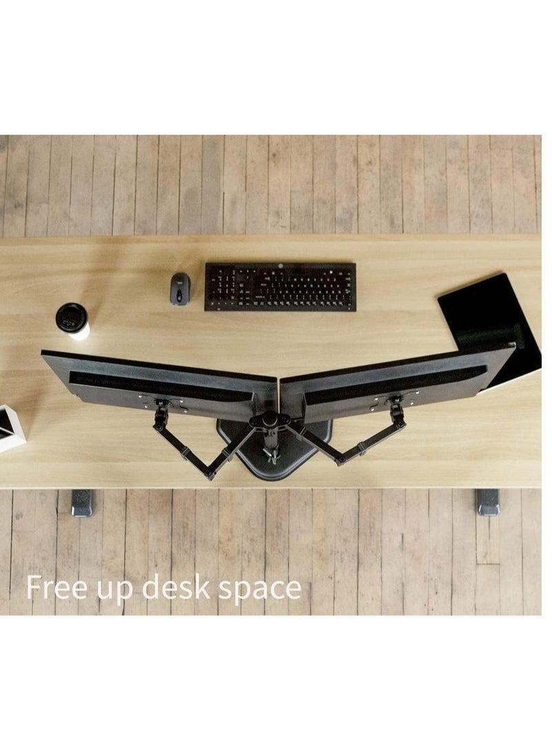 ELTRAZONE STAND-V002F Dual LED LCD Monitor Free-Standing Desk Stand for 2 Screens up to 27 Inch Heavy-Duty Fully Adjustable Arms with Max VESA 100x100mm - Image 5