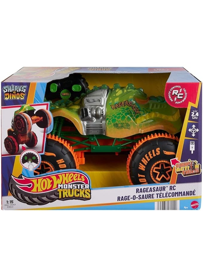 Hot Wheels سيارات هوت ويلز RC شاحنات الوحوش: أسماك القرش ضد الديناصورات 1:15 مقياس JBH03 - Image 1