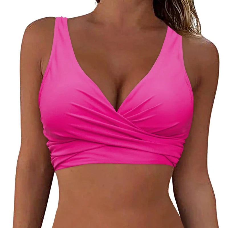 Women's Solid Color Cross Tie Swimsuit Top - Padded Without Underwire, Swimwear for Water  Sports - Image 4