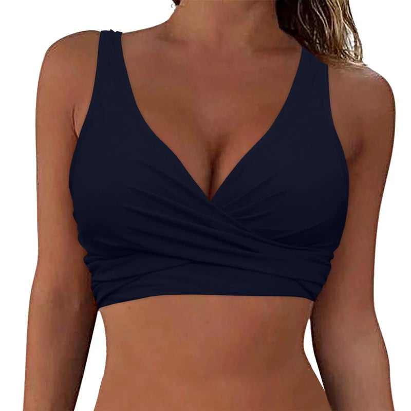 Women's Solid Color Cross Tie Swimsuit Top - Padded Without Underwire, Swimwear for Water  Sports - Image 5