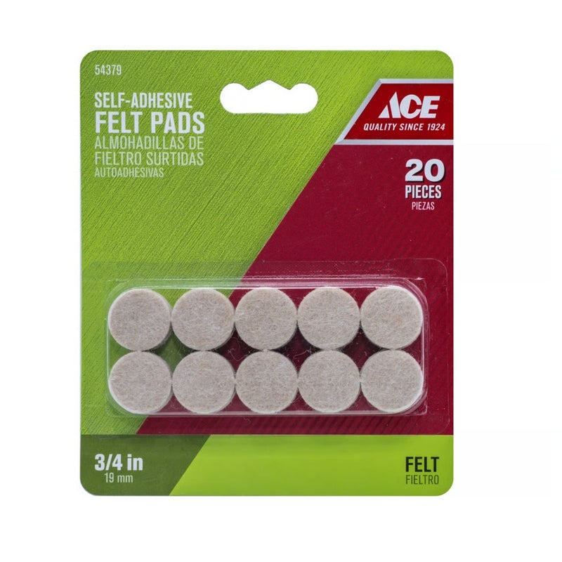 آيس وسادات إيه سي إي فِلت – واقيات أثاث ذاتية اللصق دائرية مقاس ٣/٤ بوصة (٢٠ قطعة) - Image 1