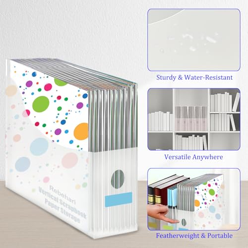 Rebehari 6 Pcs 12"x12" Paper Storage Organizer, Foldable Vertical Scrapbook Paper Organizer with 18 Pcs Sticky Index Tabs, 12"x12" Scrapbook Paper Storage Organizer - Image 4