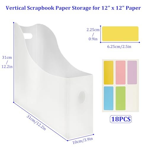 Rebehari 6 Pcs 12"x12" Paper Storage Organizer, Foldable Vertical Scrapbook Paper Organizer with 18 Pcs Sticky Index Tabs, 12"x12" Scrapbook Paper Storage Organizer - Image 5