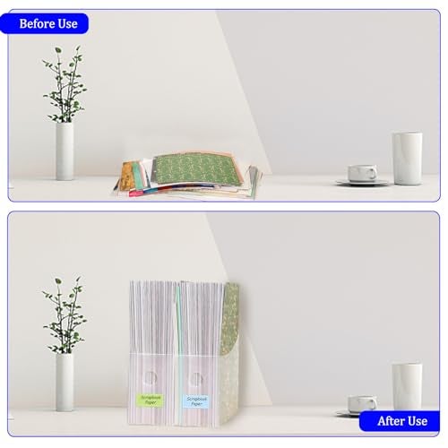 Rebehari 6 Pcs 12"x12" Paper Storage Organizer, Foldable Vertical Scrapbook Paper Organizer with 18 Pcs Sticky Index Tabs, 12"x12" Scrapbook Paper Storage Organizer - Image 2