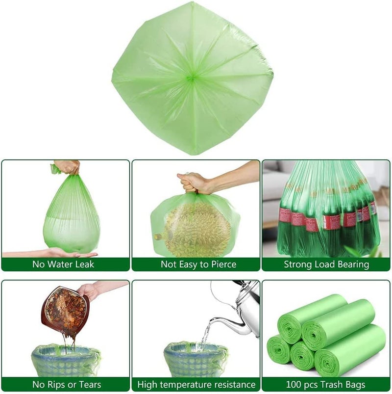 Wifpme 4-6 Gallon Small Trash Bags Biodegradable, 20 Liter Mini Compostable Strong Bathroom Garbage Bags with Tear & Leak Resistant, Recycling Eco-Friendly Trash Can Plastic Liner, Green, 100 Counts - Image 5