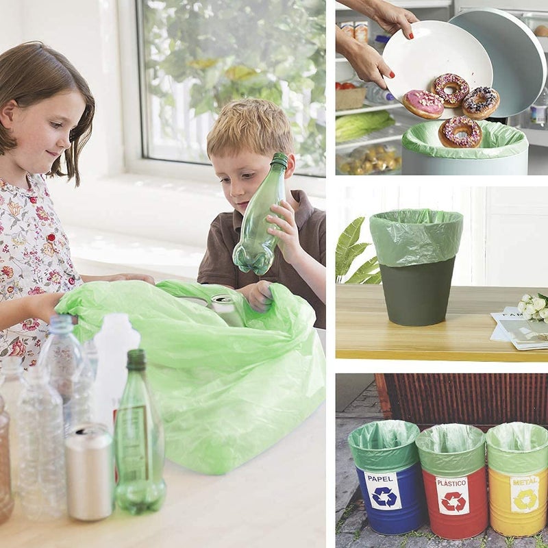 Wifpme 4-6 Gallon Small Trash Bags Biodegradable, 20 Liter Mini Compostable Strong Bathroom Garbage Bags with Tear & Leak Resistant, Recycling Eco-Friendly Trash Can Plastic Liner, Green, 100 Counts - Image 4