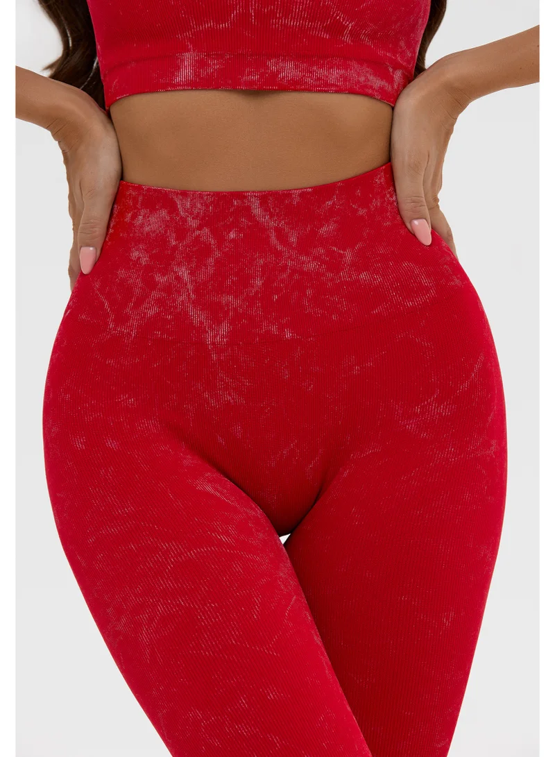 Bona Fide Marble Leggings Red Bona Fide Premium Quality High Waist Seamless Leggings for Women - Workout Leggings with Tummy Control for Gym, Yoga for Women | Best Price UAE