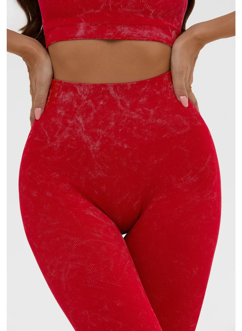 Bona Fide Marble Leggings Red Marble High Waist Gym Leggings for Women | Best Price UAE