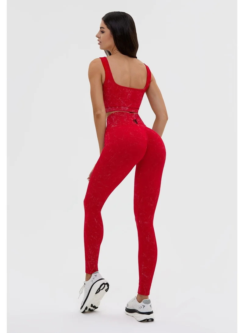 Bona Fide Marble Leggings Red Marble High Waist Gym Leggings for Women | Best Price UAE
