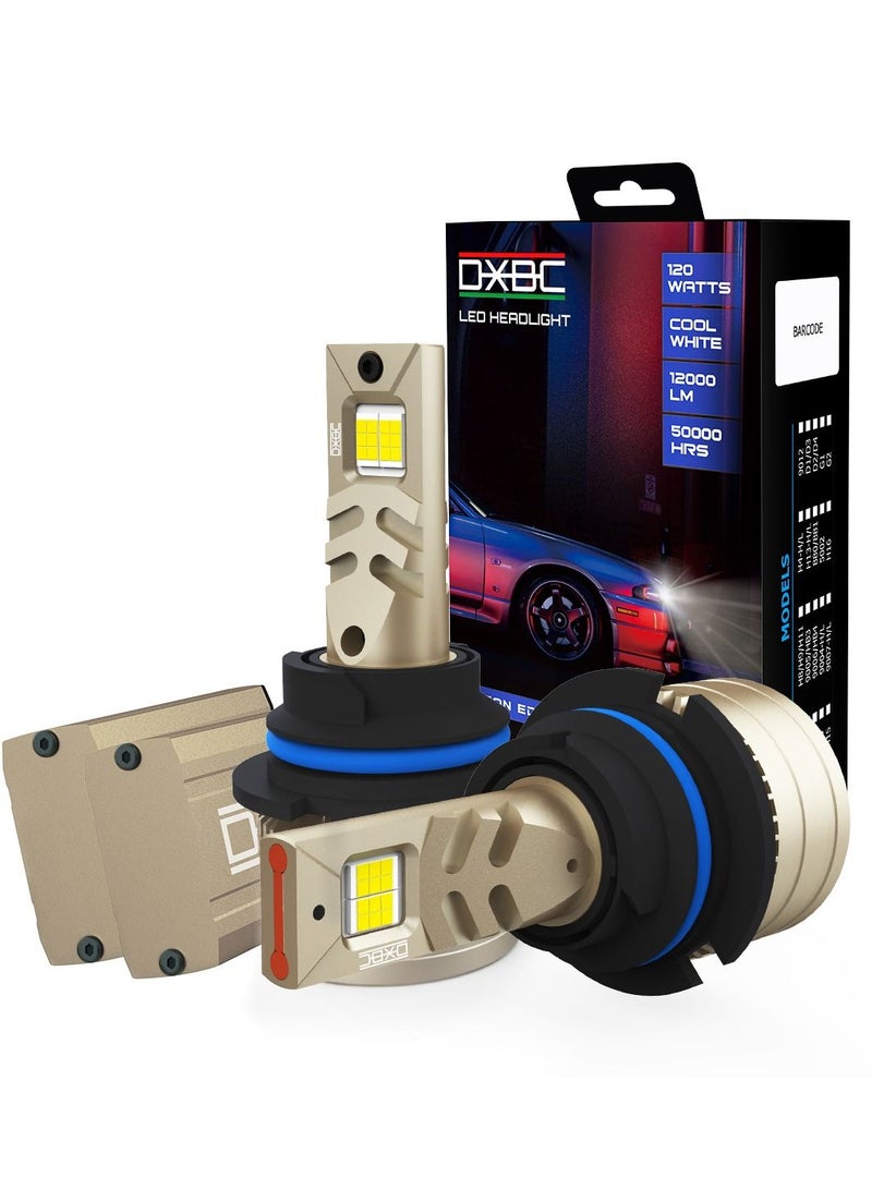 DXB-C Falcon 9007/HB5 120W 12000LM SET 6500K LED Car Headlights 300% Brightness New 6500K Cool White Bulb High Beam and Low Beam - 2 Pcs - Image 1