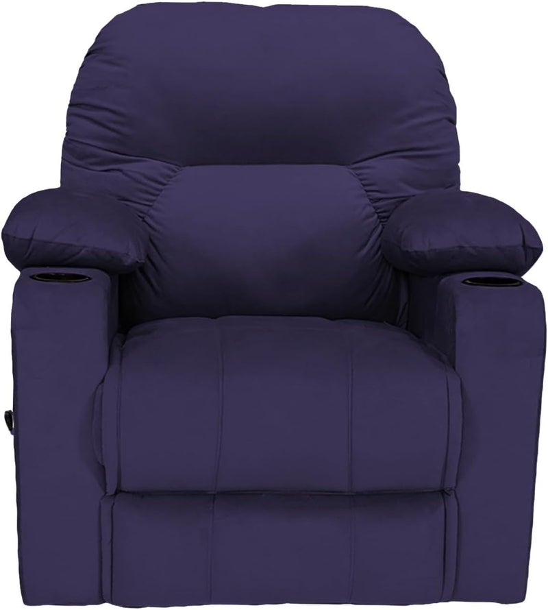 Fluffy Velvet Upholstered Fixed Cinema Recliner with Throne Cup Holder, Dark Purple - Image 4