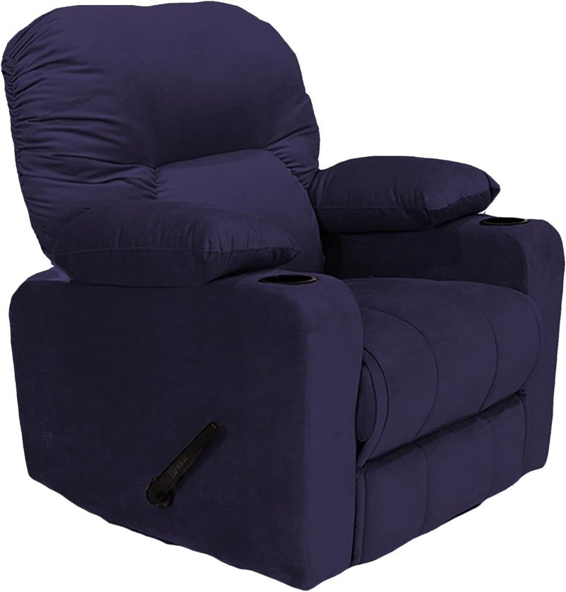 Fluffy Velvet Upholstered Fixed Cinema Recliner with Throne Cup Holder, Dark Purple - Image 1