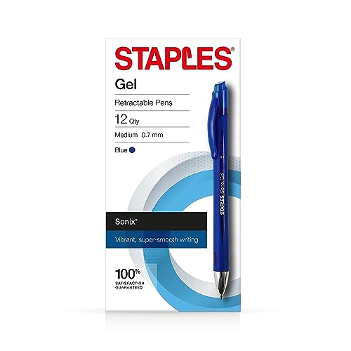 STAPLES 651256 Sonix Retractable Gel-Ink Pens Medium Point Blue Dozen (13563-Cc) - Image 1