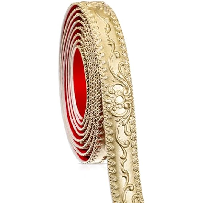 FLEXIBLE MOLDING TRIM WALL TRIM 16.4 FEET SELF ADHESIVE MIRROR TAPE BORDER CEILING MOLDING MIRROR TRIM CABINET BORDER PEEL AND STICK GOLD WALL MOLDING TRIM FOR BATHROOM HOME DECOR - Image 2