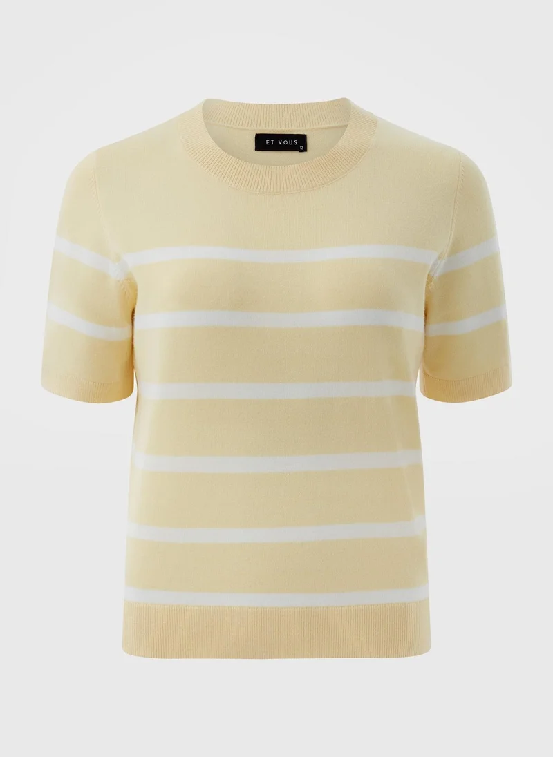 Matalan Et Vous Yellow Stripe Knit T-Shirt