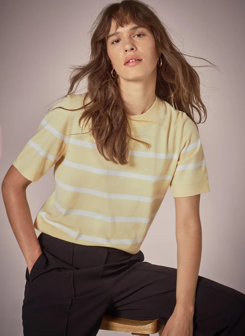 Matalan Et Vous Yellow Stripe Knit T-Shirt