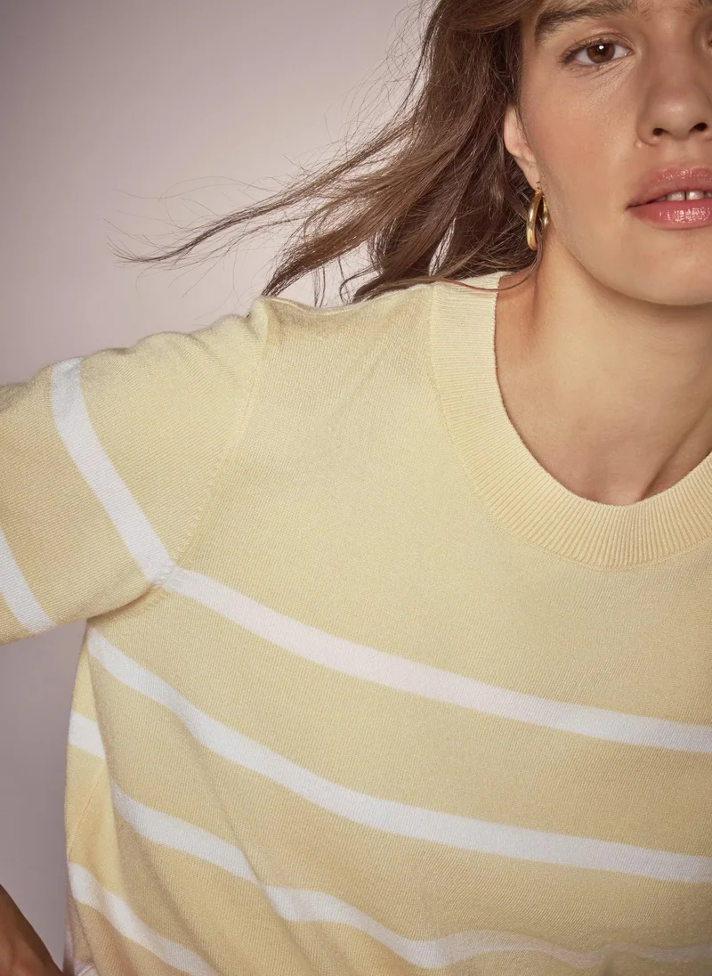 Matalan Et Vous Yellow Stripe Knit T-Shirt