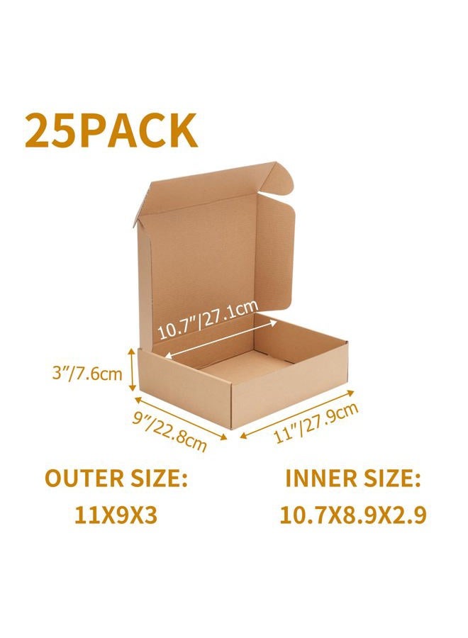 PHAREGE 11x9x3 inch Shipping Boxes Bulk 25 Pack Brown, Tab Lock Tuck Top Mailer Boxes for Packaging Small Business, Medium Cardboard Gift Boxes for Wrapping Mailing Present - Image 2