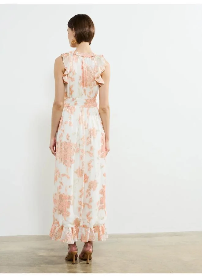 فرنش كونكشن Elko Jaquard Flutted Midi Dress