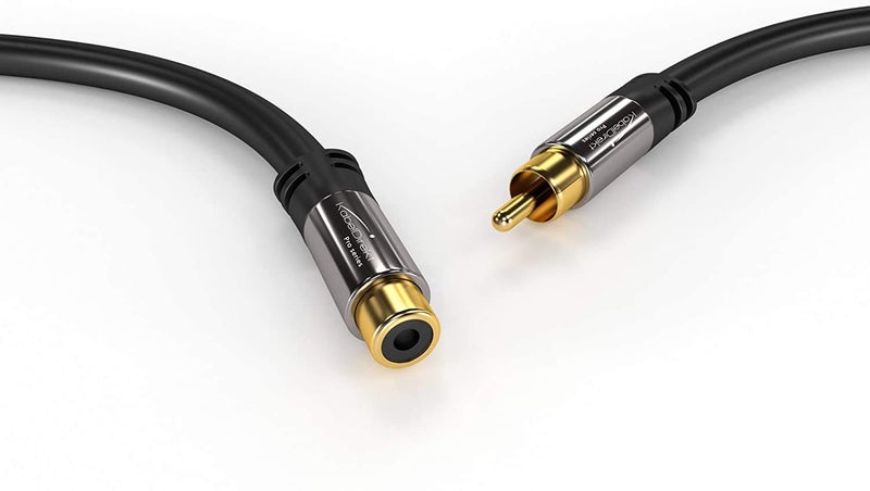 KabelDirekt – RCA Extension Cable – 20ft – Break-Resistant Lead for Brilliant Sound Quality (subwoofer/Audio Cable, RCA Male to Female, Ideal for Amplifier/HiFi, Analog & Digital) - Image 2