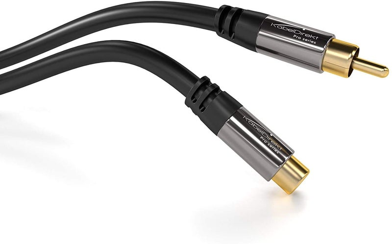 KabelDirekt – RCA Extension Cable – 20ft – Break-Resistant Lead for Brilliant Sound Quality (subwoofer/Audio Cable, RCA Male to Female, Ideal for Amplifier/HiFi, Analog & Digital) - Image 4