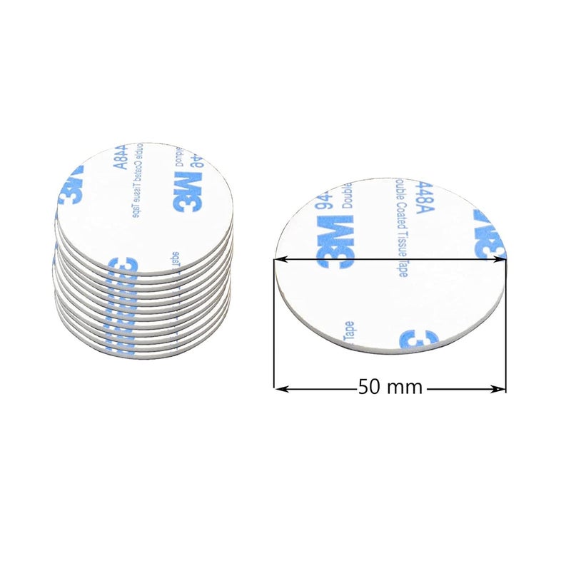 AJIODA Double Sided Foam Adhesive Tape, 50 PCS 3M Super-Sticky Adhesive Double-Sided Circle Dots Strong Pad Suitable for Walls, Door, Wood, Metals, Papers, Plastics, Fabrics, White Diameter 50mm - Image 3