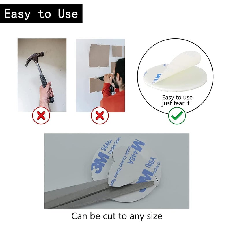 AJIODA Double Sided Foam Adhesive Tape, 50 PCS 3M Super-Sticky Adhesive Double-Sided Circle Dots Strong Pad Suitable for Walls, Door, Wood, Metals, Papers, Plastics, Fabrics, White Diameter 50mm - Image 4