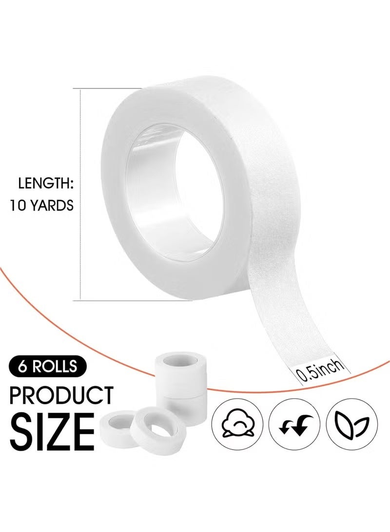 Lemon 6 Rolls Flexible Skin Tape Breathable Nose Tape Self Adhesive Gauze Tape for Wound Injuries Swelling Sports, White (0.5 in x 10 Yd) - Image 2