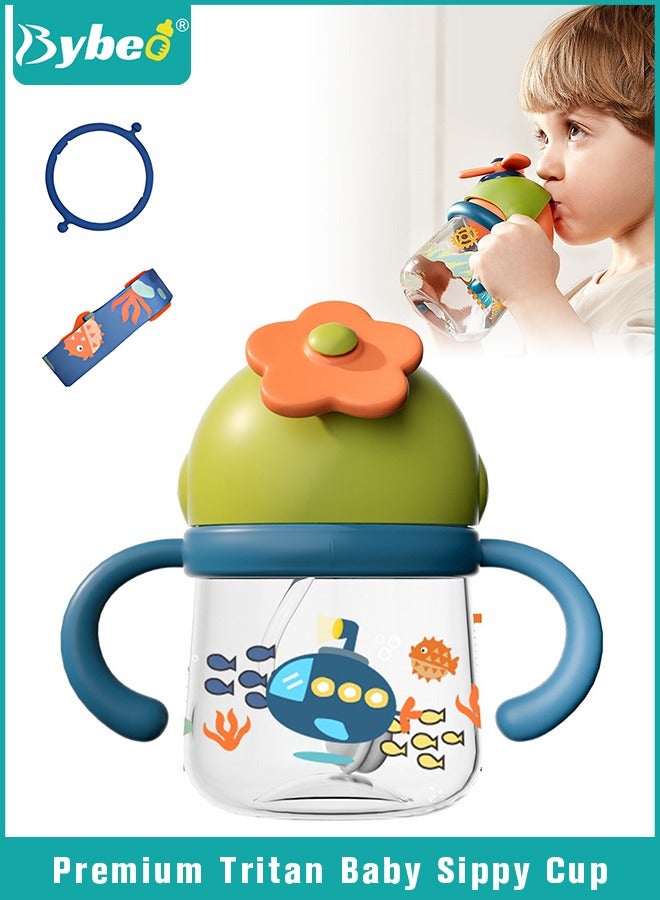 بيبو كوب تريتان للأطفال مع مصاصة وفوهة ناعمة، كوب تدريبي للأطفال الصغار، كوب تعلم مع مقابضين للأطفال من عمر 6 شهور فأكثر، مانع للتسرب، مكسور الكسر، خالي من البيسفينول أ، 300 ملليلتر - Image 1