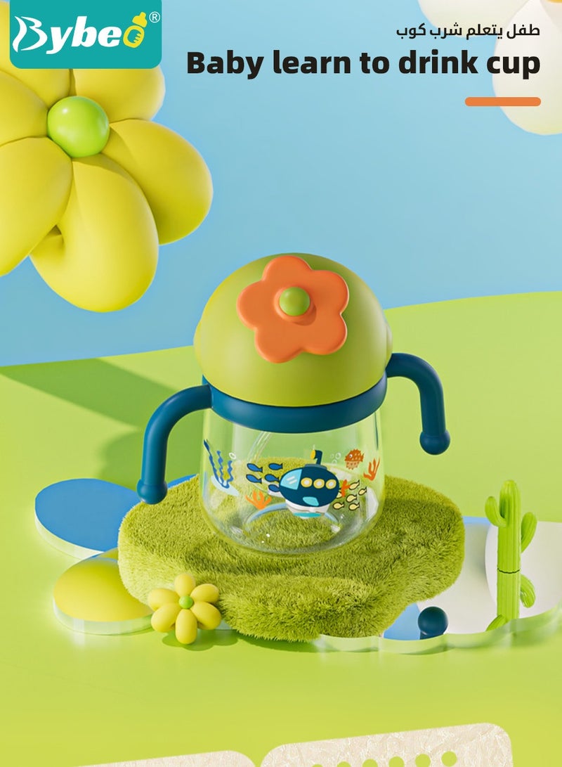 بيبو كوب تريتان للأطفال مع مصاصة وفوهة ناعمة، كوب تدريبي للأطفال الصغار، كوب تعلم مع مقابضين للأطفال من عمر 6 شهور فأكثر، مانع للتسرب، مكسور الكسر، خالي من البيسفينول أ، 300 ملليلتر - Image 2