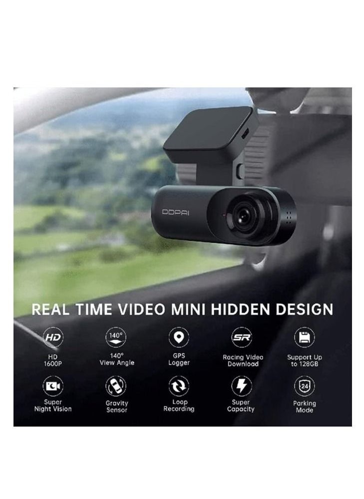 ddpai - Dual-Channel Car Camera with GPS Front 1600P and Rear 1080P - Advanced Technology for Complete Journey Monitoring with G-Sensor, WiFi, and Up to 128GB Storage - Image 1