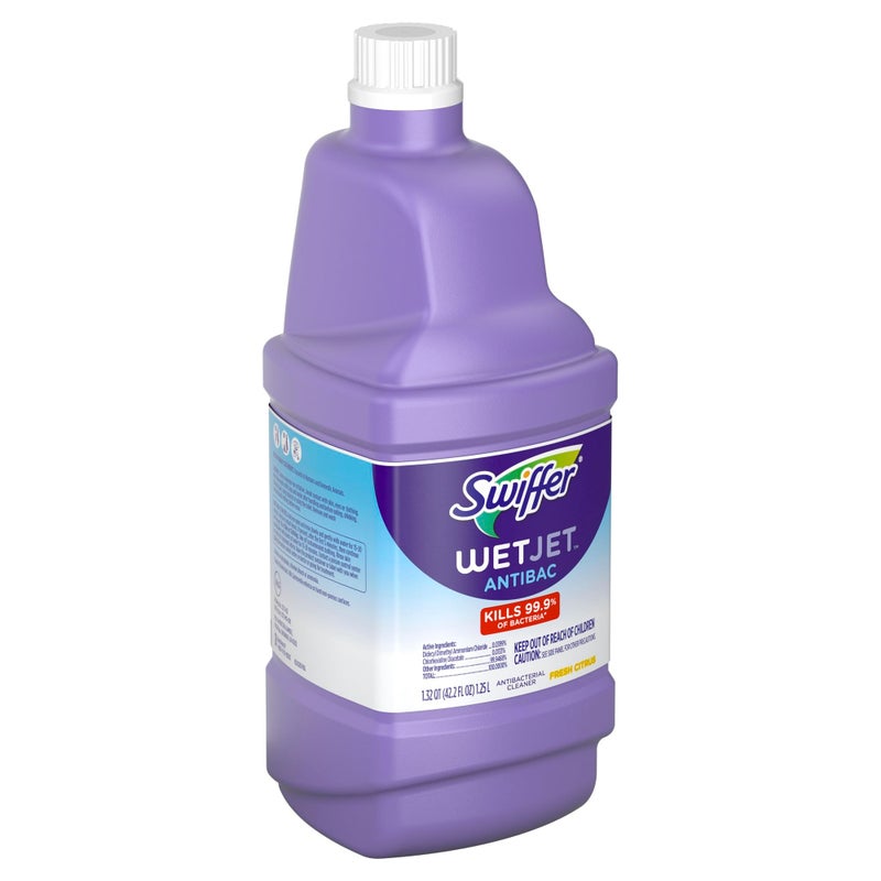 Swiffer WetJet Antibacterial Solution Refill for Floor Mopping and Cleaning, All Purpose Multi Surface Floor Cleaning Solution, Fresh Citrus Scent, 1.25 Liters - Image 2