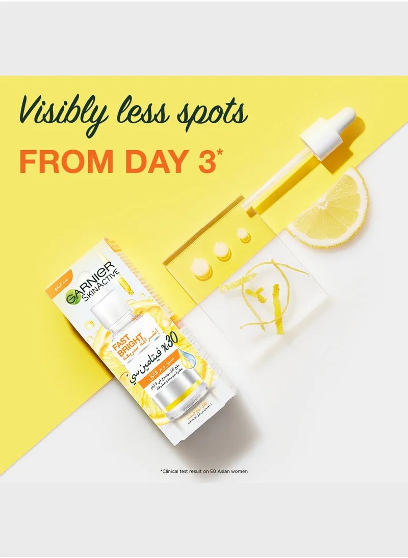 Garnier Fast Bright Vitamin C Glow Routine (Contains Face Wash + Serum 30Ml + Day Cream 100Ml), Savings 29%