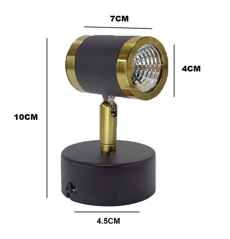 Mufasa 6 Watts Golden Black Finish 4Inch LED Spotlight Focus Light Bedroom Reading Display Vanity Wall Light (Warm White) - Image 3