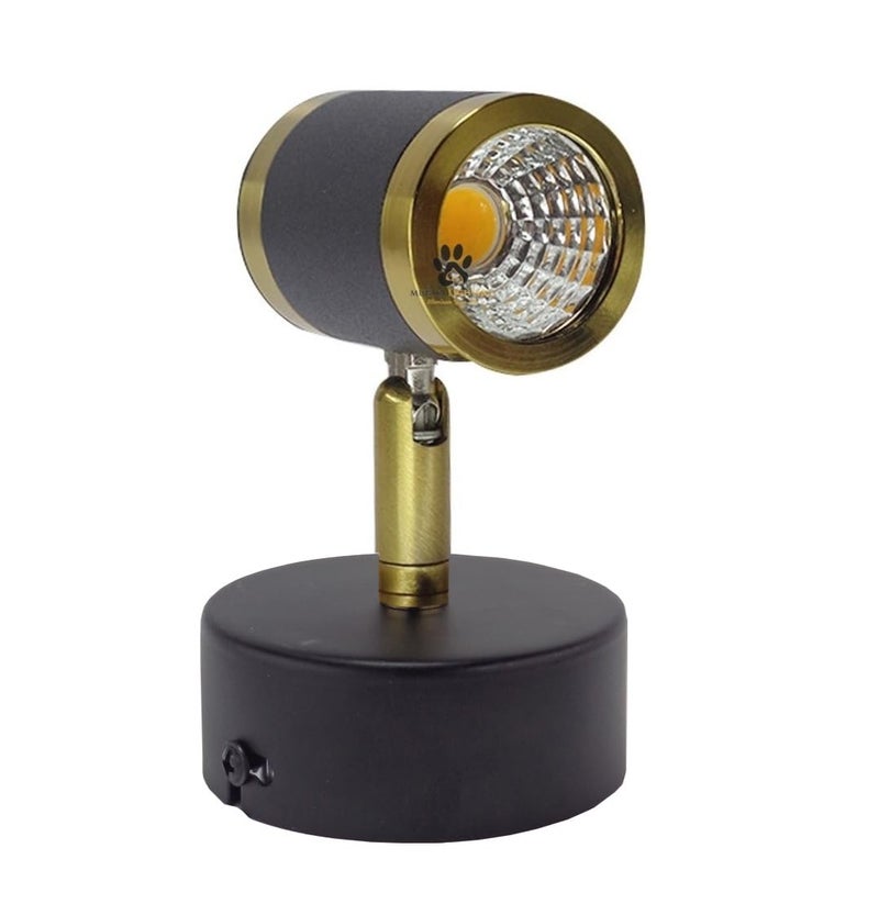 Mufasa 6 Watts Golden Black Finish 4Inch LED Spotlight Focus Light Bedroom Reading Display Vanity Wall Light (Warm White) - Image 2