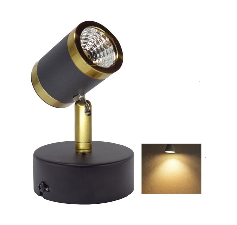 Mufasa 6 Watts Golden Black Finish 4Inch LED Spotlight Focus Light Bedroom Reading Display Vanity Wall Light (Warm White) - Image 5