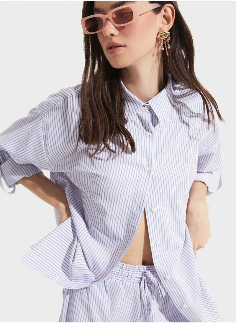 JUNE Striped Button Down Shirt