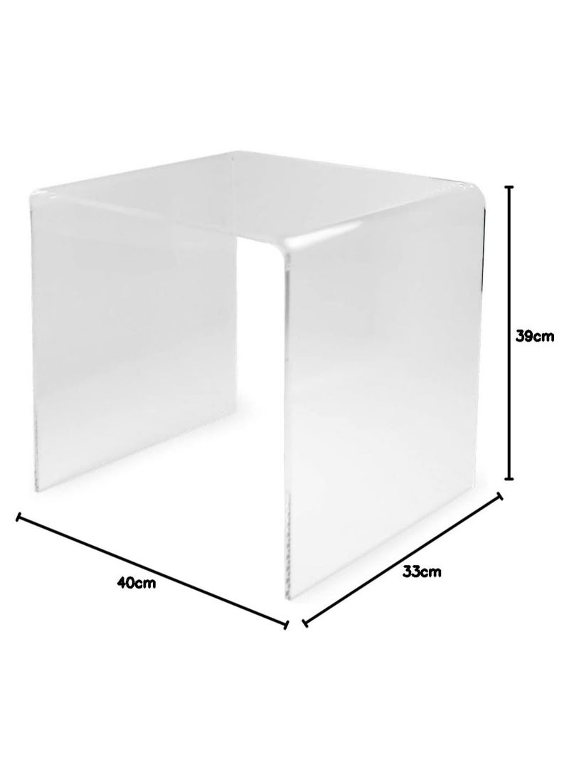 Generic Clear Transparent Acrylic Perspex Plastic Side Table, Living Room End Table, Hygienic and Easy to Clean  - Image 3