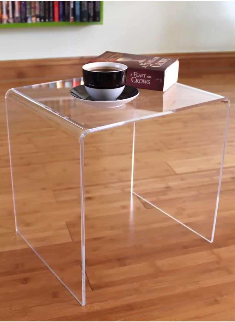 Generic Clear Transparent Acrylic Perspex Plastic Side Table, Living Room End Table, Hygienic and Easy to Clean  - Image 1
