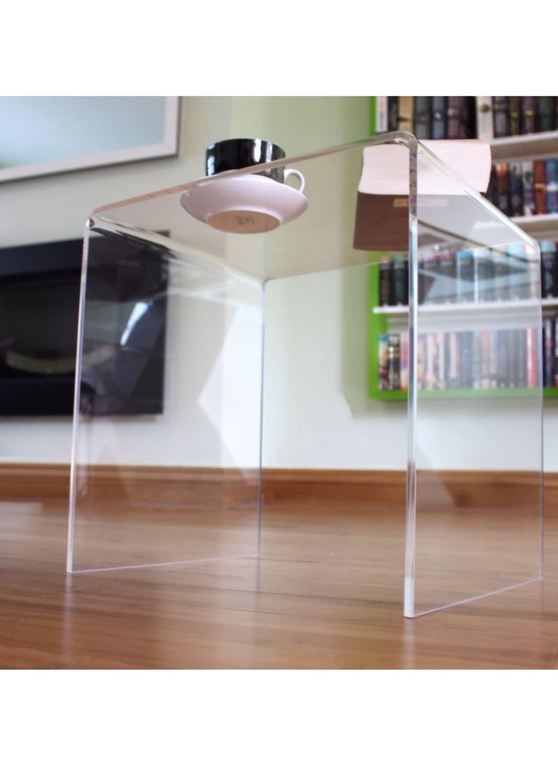 Generic Clear Transparent Acrylic Perspex Plastic Side Table, Living Room End Table, Hygienic and Easy to Clean  - Image 4