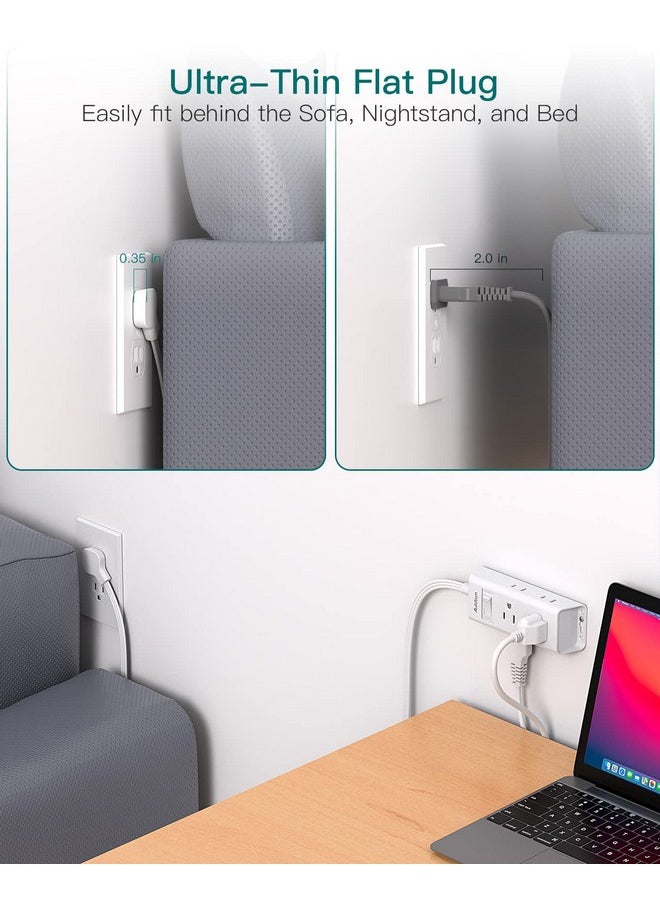 Addtam Cruise Essentials - Flat Plug Power Strip, Addtam 5 ft Ultra Flat Extension Cord with 6 Outlets Extender, No Surge Protector for Cruise Ship, Travel, Dorm, Home Office, ETL Listed  - Image 2