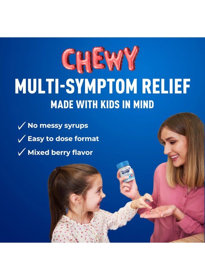 MUCINEX دواء الأطفال مايتي تشيوز للبرد والإنفلونزا، سهل الجرعة أسيتامينوفين للأطفال وديكستروميثورفان، دواء سعال للأطفال، للأعمار 6 سنوات فما فوق، بنكهة التوت المختلط، 16 قرص مضغ طبي - Image 3