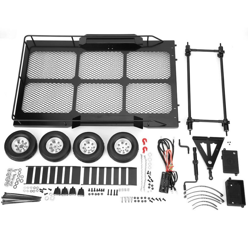 1/10 RC Trailer: Whole Metal Solid Durable High Bearing Capacity - 4 Anti-skid Abrasion Proof Tires Easy Install High Simulation RC Car Accessory for Traxxas TRX4 Axial Scx10 1/10 RC Vehicles - Image 3